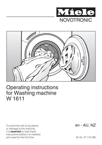 Operating instructions for Washing machine W 1611 - Miele