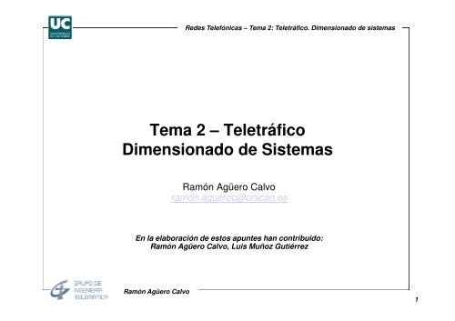 Tema 2 – Teletráfico Dimensionado de Sistemas