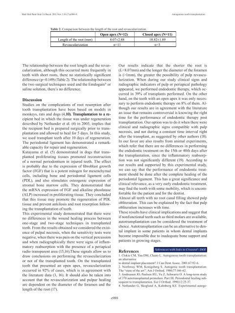 Autogenous tooth transplantation: Evaluation of pulp tissue ... - RIHUC