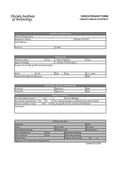 VEHICLE REQUEST FORM