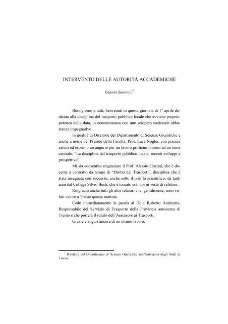 la disciplina del trasporto pubblico locale: recenti sviluppi e prospettive