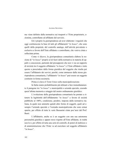 la disciplina del trasporto pubblico locale: recenti sviluppi e prospettive