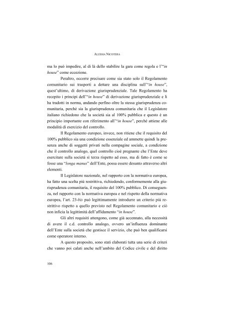 la disciplina del trasporto pubblico locale: recenti sviluppi e prospettive