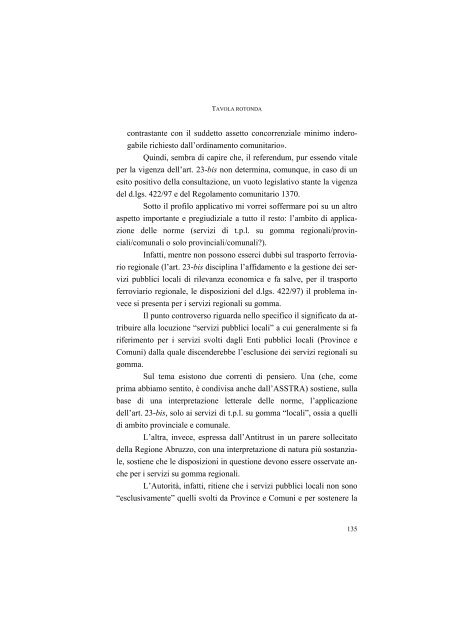 la disciplina del trasporto pubblico locale: recenti sviluppi e prospettive