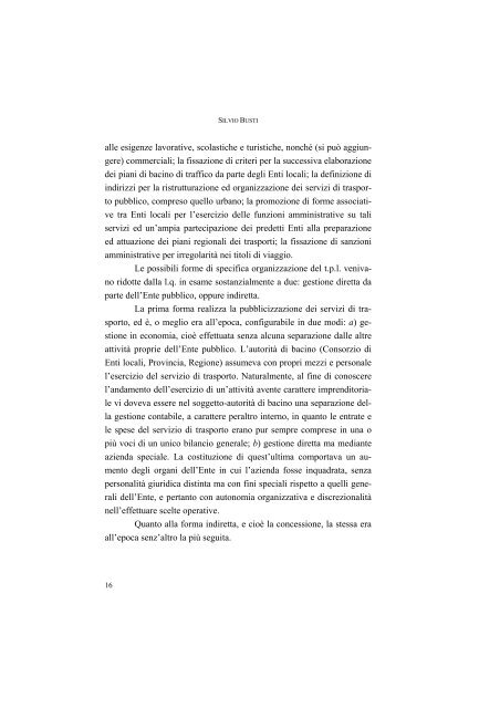 la disciplina del trasporto pubblico locale: recenti sviluppi e prospettive