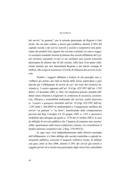 la disciplina del trasporto pubblico locale: recenti sviluppi e prospettive