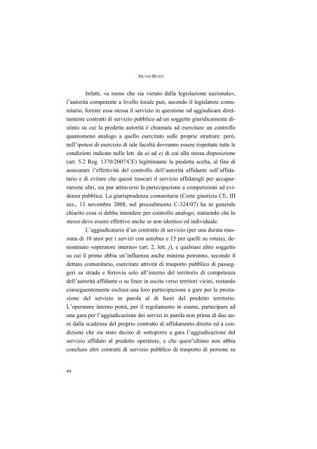 la disciplina del trasporto pubblico locale: recenti sviluppi e prospettive