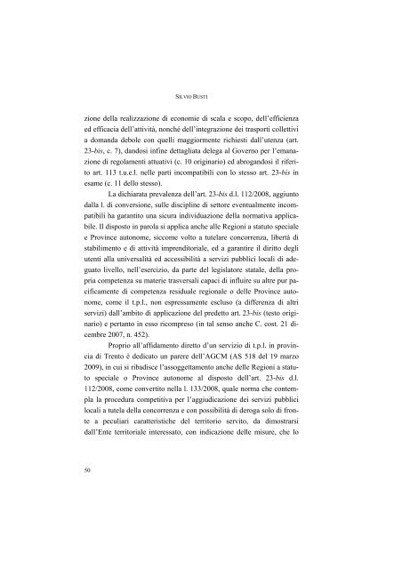 la disciplina del trasporto pubblico locale: recenti sviluppi e prospettive