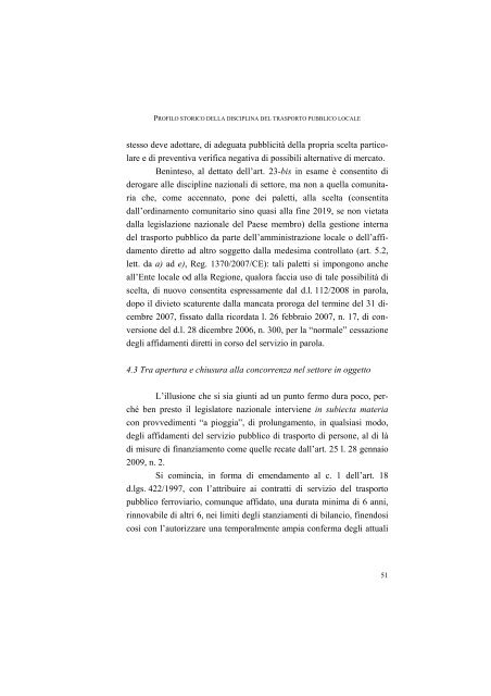 la disciplina del trasporto pubblico locale: recenti sviluppi e prospettive