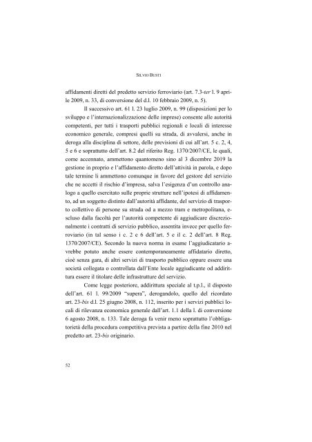 la disciplina del trasporto pubblico locale: recenti sviluppi e prospettive