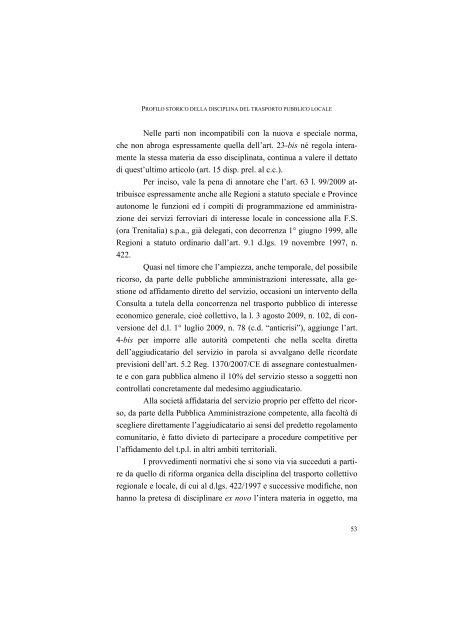 la disciplina del trasporto pubblico locale: recenti sviluppi e prospettive