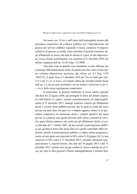 la disciplina del trasporto pubblico locale: recenti sviluppi e prospettive