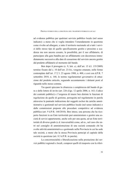 la disciplina del trasporto pubblico locale: recenti sviluppi e prospettive