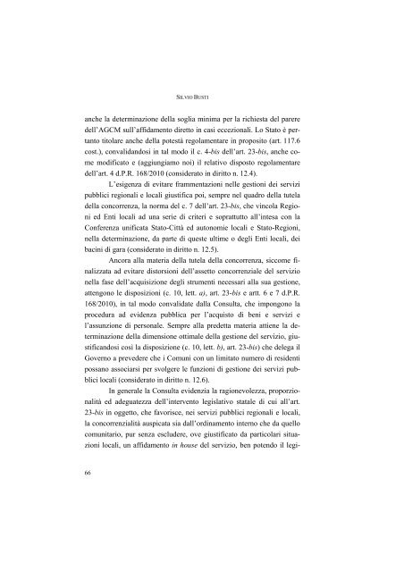 la disciplina del trasporto pubblico locale: recenti sviluppi e prospettive