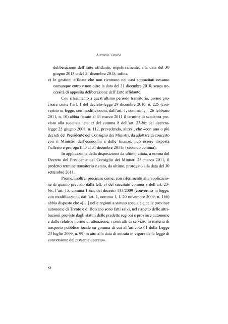 la disciplina del trasporto pubblico locale: recenti sviluppi e prospettive