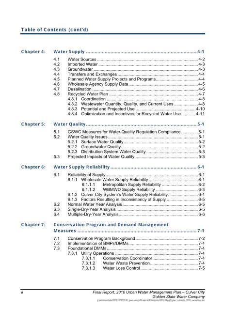 Final Report, 2010 Urban Water Management Plan - Culver City