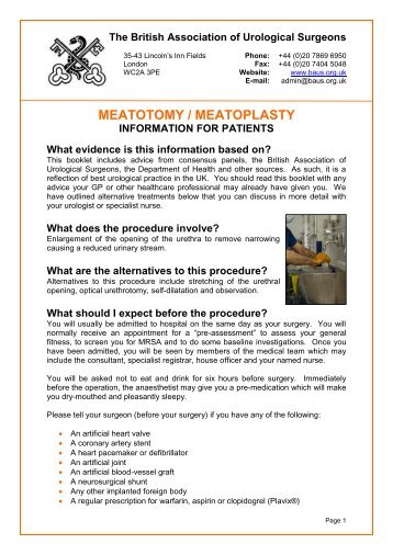 meatotomy / meatoplasty - British Association of Urological Surgeons