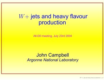 W+ jets and heavy flavour production