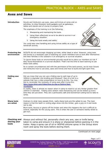AXES and SAWS Axes and Saws - Brooklyn Scouts, Wellington