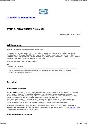 WiMo Newsletter 31/06