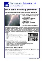 Electrostatic Solutions Ltd Solve static electricity problems!