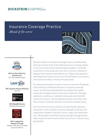 Dickstein Shapiro Insurance Coverage Practice Flyer