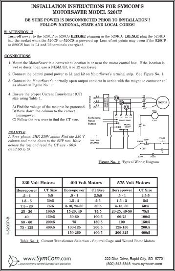 installation instructions for symcom's motorsaver model 520cp