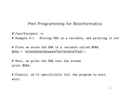 Perl Programming for Bioinformatics