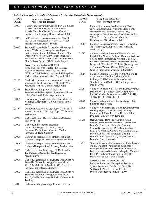 Technical Corrections to Coding Information for Hospital Outpatient ...