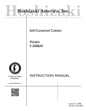 F-300BAF Instruction Manual - Hoshizaki America, Inc.