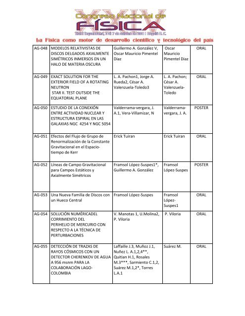 listado - Sociedad Colombiana de FÃ­sica