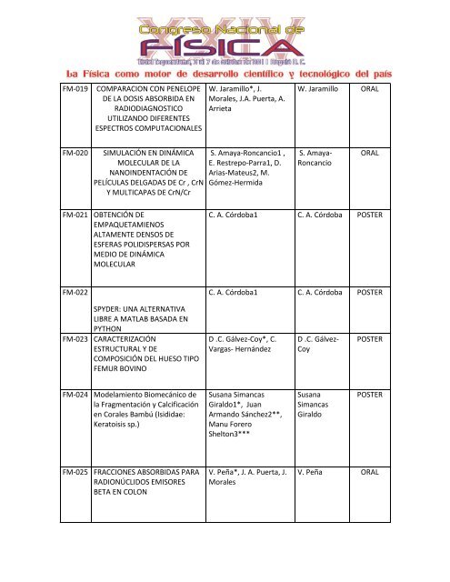 listado - Sociedad Colombiana de FÃ­sica