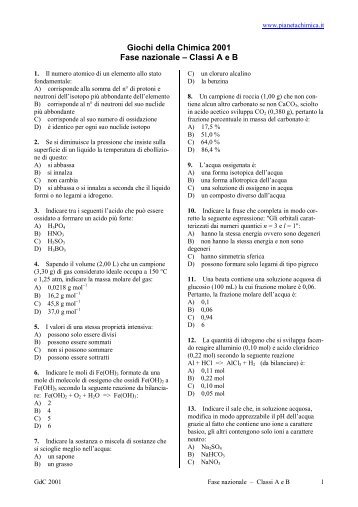 Giochi della Chimica 2001 Fase nazionale ... - PianetaChimica