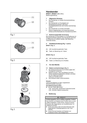 Betriebsanleitung Handsender BHS211, BHS221 - Torbau ...