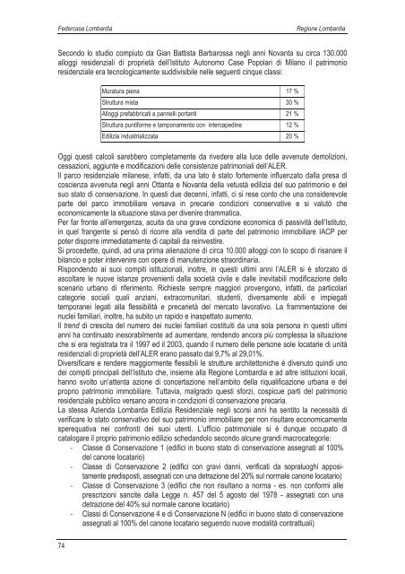 Scarica la ricerca - vol I (13,1 MB) - federcasa lombardia