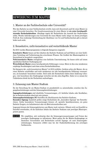 DHB Info Master Bewerbung 2012_V2 - DEKRA Hochschule Berlin