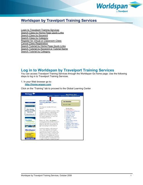 Worldspan by Travelport Training Services - Global Learning Center