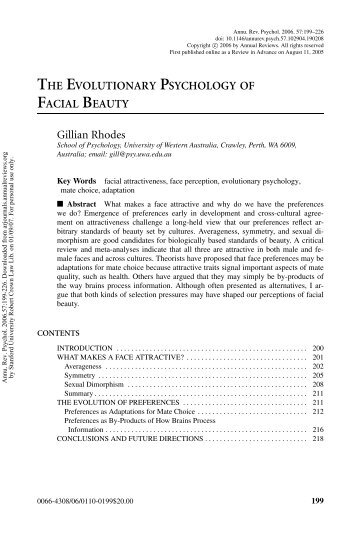 the evolutionary psychology of facial beauty - University of British ...