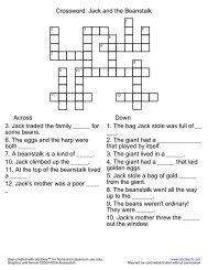 Crossword: Jack and the Beanstalk Across Down 3. Jack traded the ...