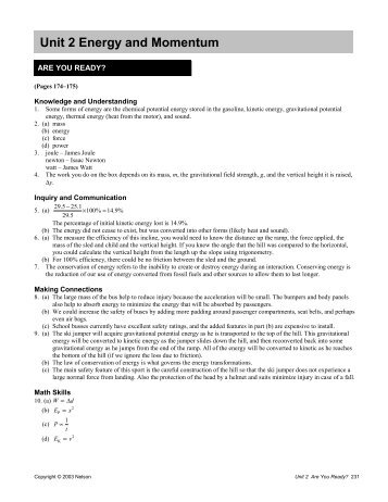 Unit 2 Energy and Momentum - classconnect