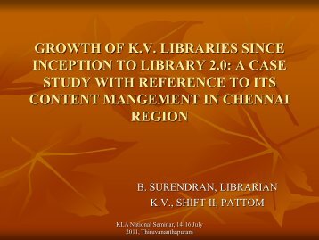 B. Surendran. The Growth and Development of Kendriya Vidyalaya ...