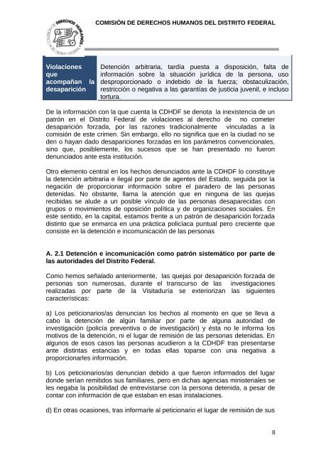 Informe para el Grupo de Trabajo Sobre Desaparición Forzada e ...