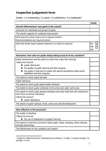 Inspection judgement form