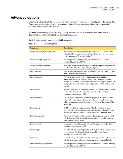 Symantecâ¢ Security Gateways Reference Guide - Sawmill