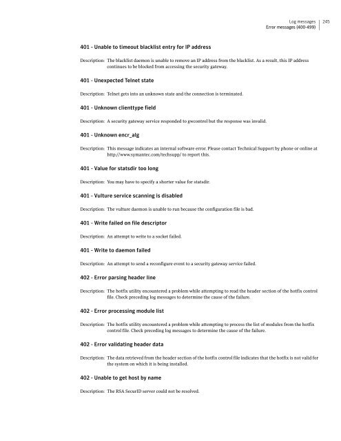 Symantecâ¢ Security Gateways Reference Guide - Sawmill