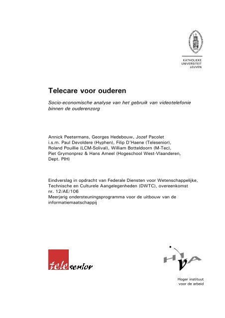 Telecare voor ouderen. Socio-economische ... - HIVA - KU Leuven