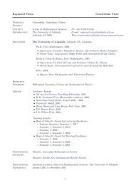 Raymond Vozzo Curriculum Vitae - School of Mathematical ...