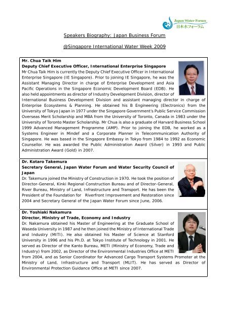 Speakers Biography: Japan Business Forum @Singapore International ...