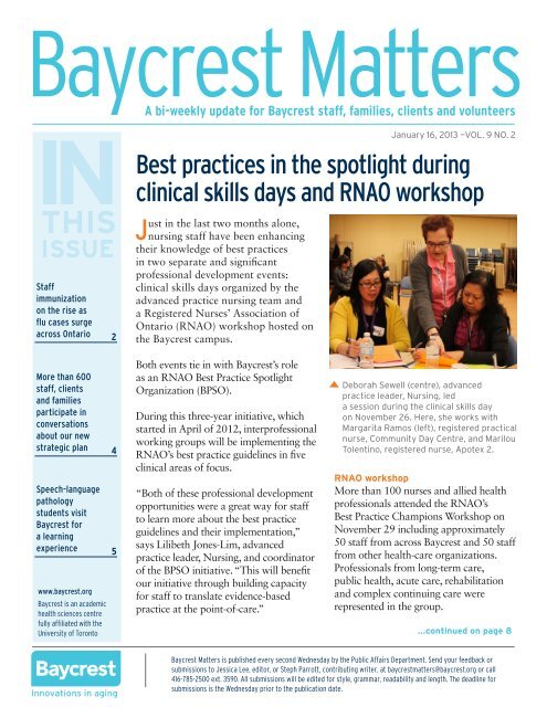 Best practices in the spotlight during clinical skills days ... - Baycrest
