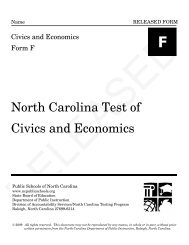 North Carolina Test of Civics and Economics - Public Schools of ...